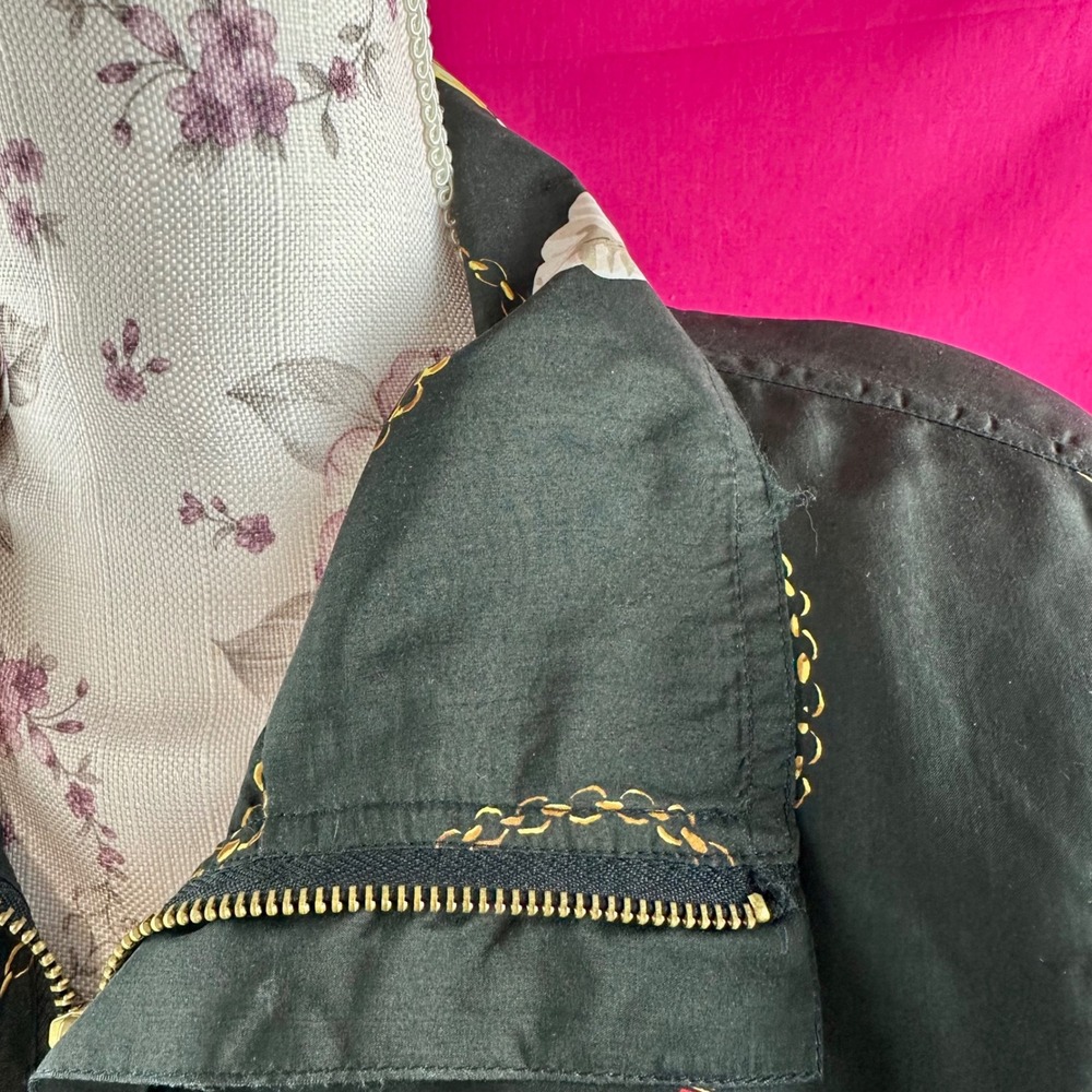 Vintage Silk Lion Print Bomber Jacket 90s Baroque Chain Windbreaker Medium - Picture 17 of 17